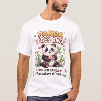 Söta Kawaii Panda Vibes Endast - Estetiskt Blommot T Shirt