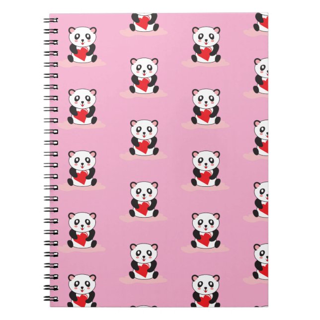 söta kawaii-pandan barns tillbaka till skolan-papp anteckningsbok (Framsidan)