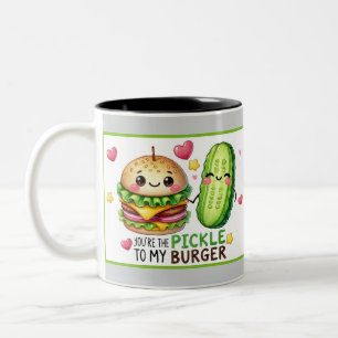 Söta Kawaii Pickles och Burgare Två-Tonad Mugg