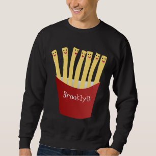Söta kawaii pommes frites snabbmatserieillustratio lång ärmad tröja