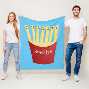 Söta kawaii pommes frites snabbmatsillustration fleecefilt