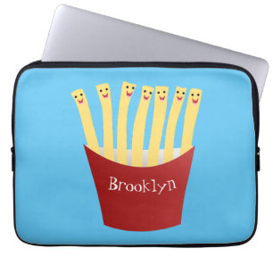 Söta kawaii pommes frites snabbmatsillustration i laptop fodral