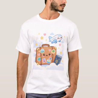 Söta Kawaii Resväska Pass Med Resestickrar T Shirt