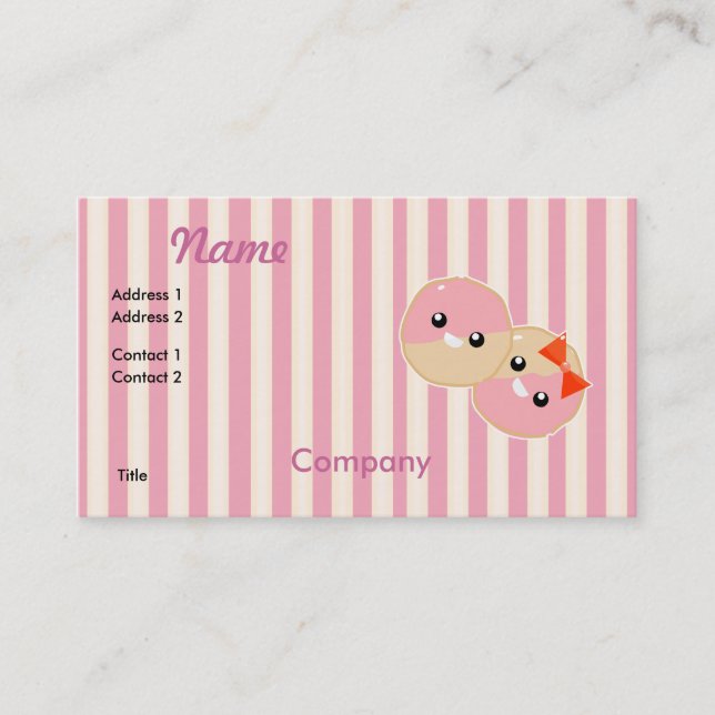 Söta Kawaii Rosa Glaserade Kakor Visitkort (Framsida)
