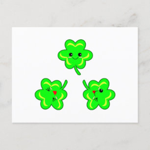 Söta & Kawaii Shamrocks St. Patrick's Day Helg Vykort