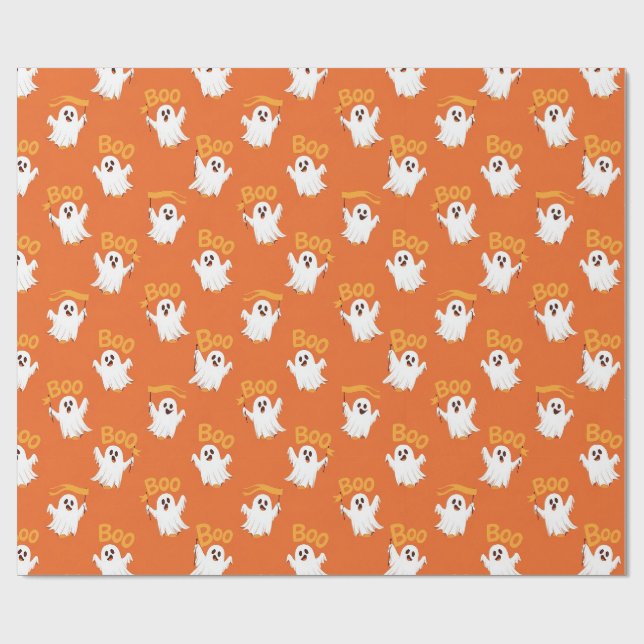 Söta Kawaii Spöken Halloween Mönster Presentpapper (Platt)