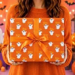 Söta Kawaii Spöken Halloween Mönster Presentpapper
