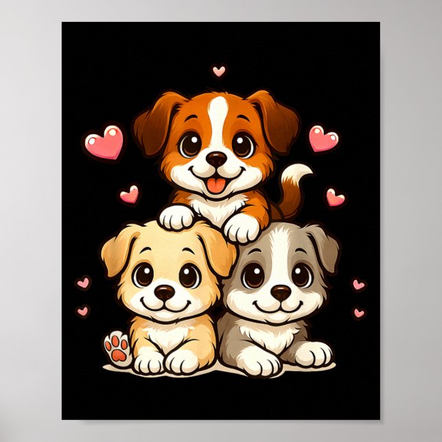 Söta kawaii valpar neko rolig hundälskare present  poster (Framsidan)