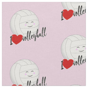 Söta kawaiisportflickor i kärlek volleyball mönste tyg