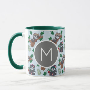 Söta kinesiska pandor Mönster monogram Mugg