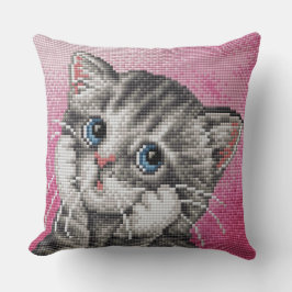 Söta Kittens Broderad Kuddcover Pillow Kudde