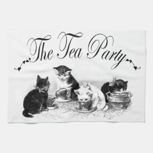 Söta kittens te party kökshandduk