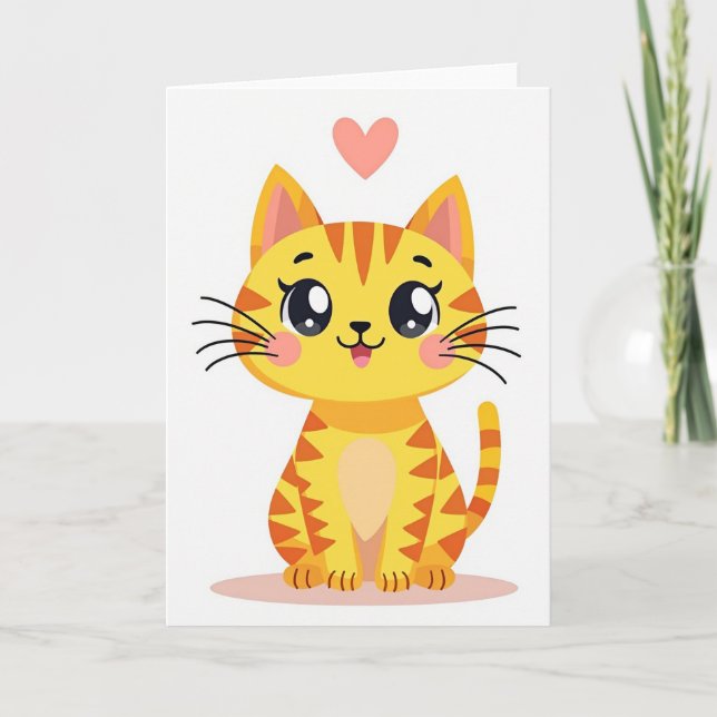 Söta Kitty Hjärtkort Kort (Framsida)