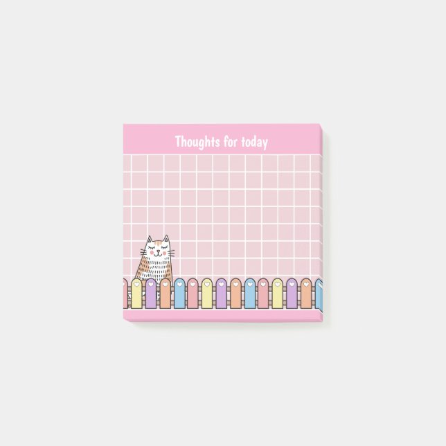 Söta Kitty Katt Rosa Tankar För Idag Post-it Block (Framsida)