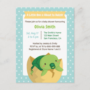 Söta kläckande sköldpaddpojke baby shower-inbjudni inbjudningar