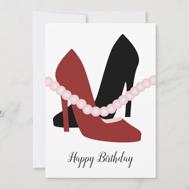 Söta klackar Pärlor Kvinna Fashionista Inbjudningar (Framsida)