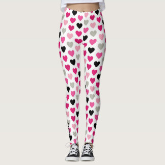 Söta Klotter: Rosa och Svarta Hjärtan Leggings