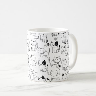 Söta Klotterkatter Mönster Kaffemugg