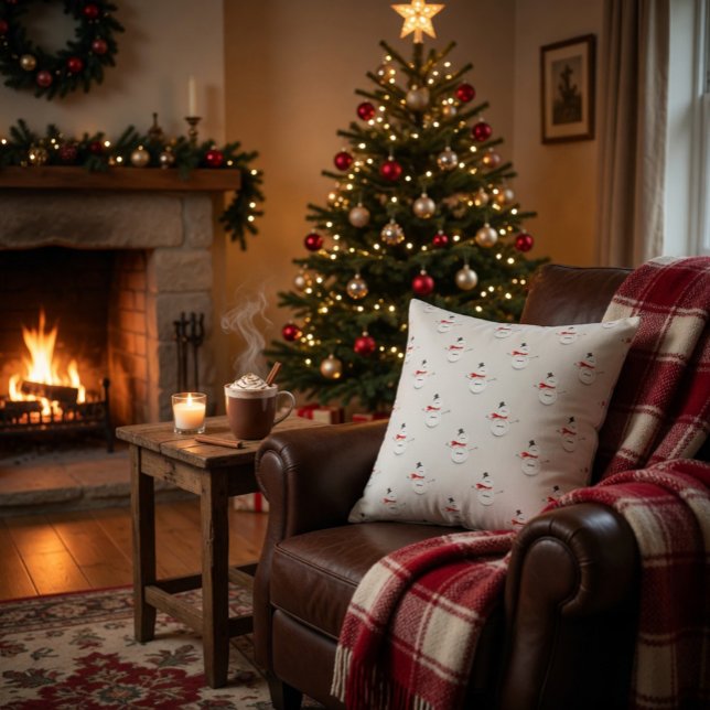 Söta knapp-snögubbar gråa kudde (Skapare uppladdad)