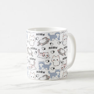 Söta knubbiga kattungar och mjau-hjärter kaffemugg
