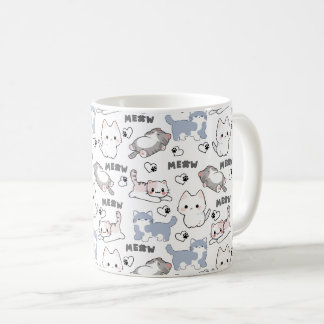 Söta knubbiga kattungar och mjau-hjärter kaffemugg
