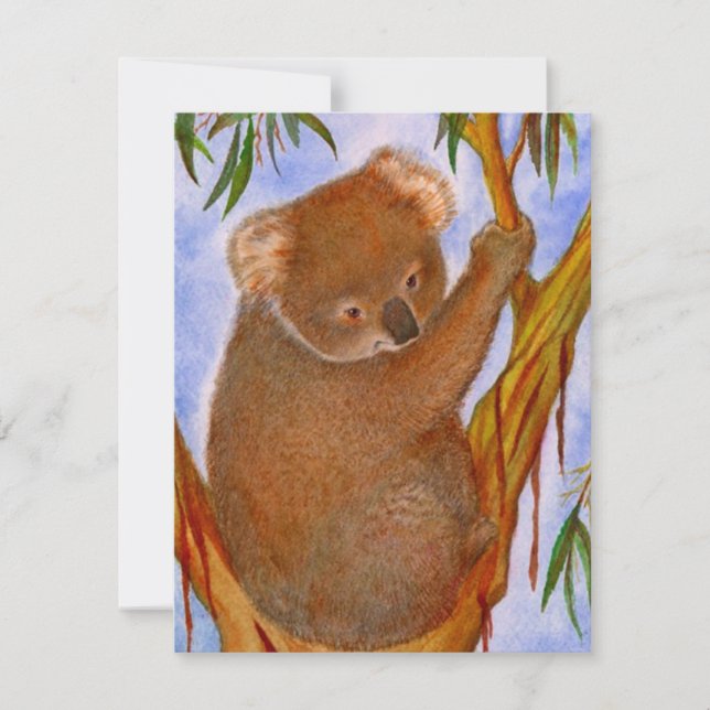 Söta Koala Bear i en Träd-födelsedagsinbjudan Inbjudningar (Framsida)