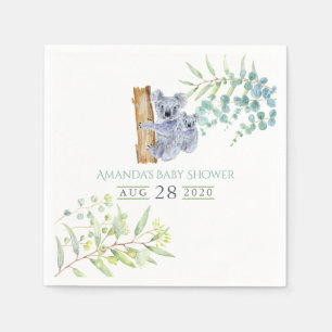 Söta Koala Björnar Eukalyptusblad Baby Shower Pappersservett