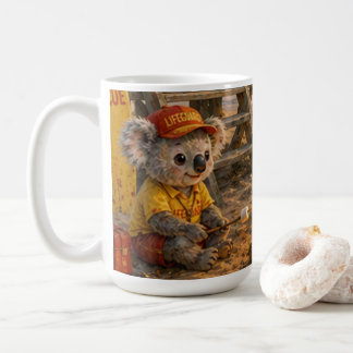 Söta Koala-Livräddare Strand Räddning Solnedgång C Kaffemugg