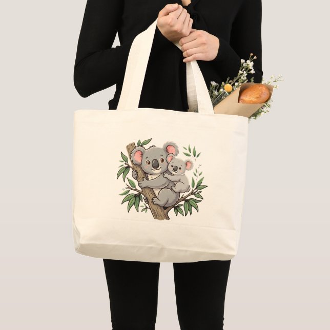 Söta koalor mamma och bebis jumbo tygkasse (Framsida (produkt))