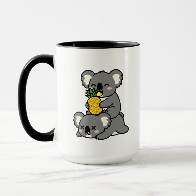 Söta Koalor som äter Ananas Tecknad Design Mugg (Vänster)