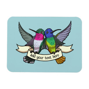 Söta kolibrier Lägg till egen text Band Artwork Magnet