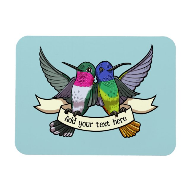 Söta kolibrier Lägg till egen text Band Artwork Magnet (Horisontell)