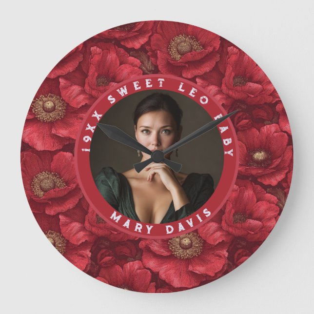 Söta Konfigurerbara Anemoner Förtrollar Strandfest Stor Klocka (Framsida)