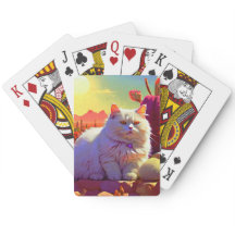 Söta & konstnärliga kattpoker-kort