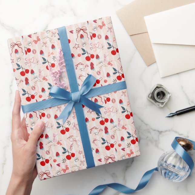 Söta Körsbågar och Stjärnor Estetisk Design Presentpapper (Gifting)