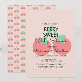 Söta körsbär frukt rosa baby shower inbjudan