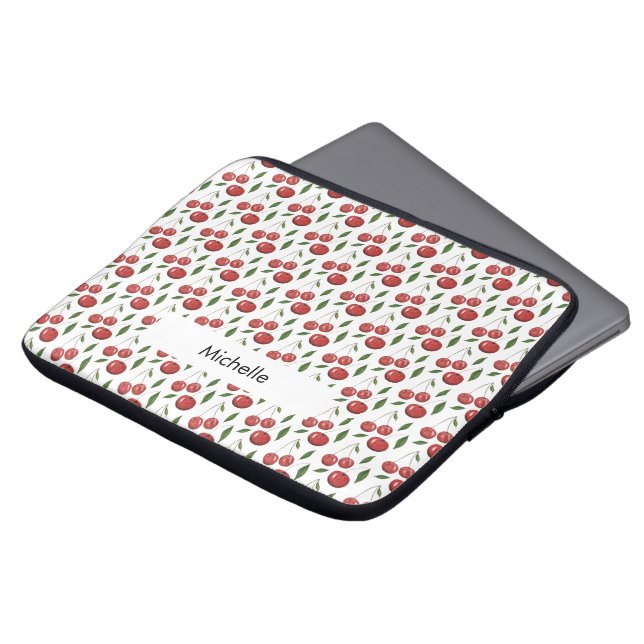 Söta körsbär Vattenfärg Illustration Initialer Laptop Fodral (Framsida topp)