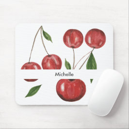Söta körsbär Vattenfärg Illustration Monogram Musmatta