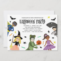 Söta Kostymer Modern Halloweenfest Inbjudan