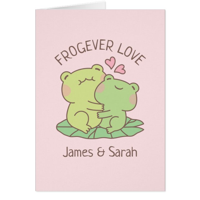 Söta kramande grodor Frogever Kärlek Puns Hälsningskort (Framsidan)