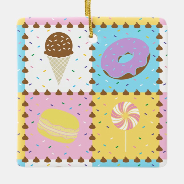 Söta kravings-prydnadsföremål julgransprydnad keramik (Framsida)