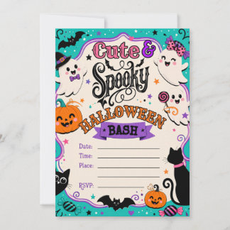 Söta kusliga Halloween-spöken och pumpafest Inbjudningar