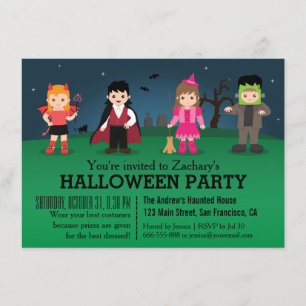 Söta kusliga monster Halloweenfest Inbjudningar