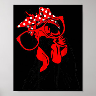 Söta Kvinnor Flickan Kyckling Med Bandana Huvudban Poster