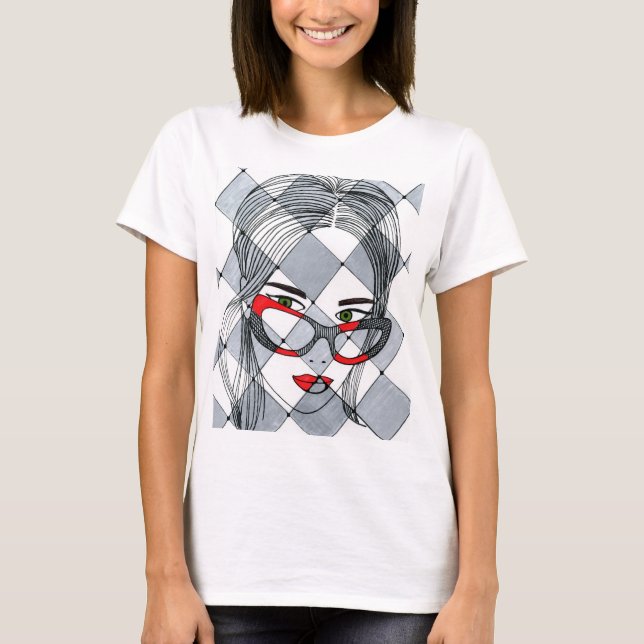 Söta kvinnors t-shirt med utskrift (Framsida)