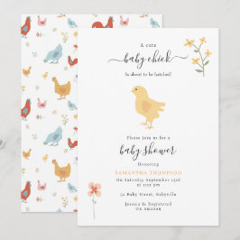 Söta kycklingar hönor ungar kläckta baby shower inbjudningar