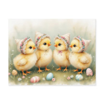 Söta kycklingar i påskhattar