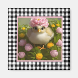 Söta kycklingar och blommor påsk magnet