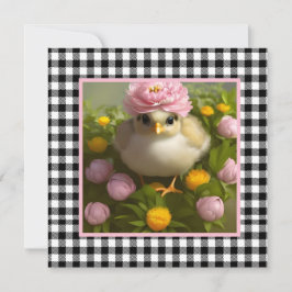 Söta kycklingar och blommor påskkort