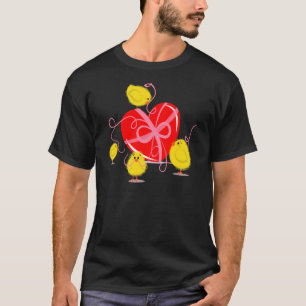 Söta kycklingar öppet hjärta födelsedagsflicka Gen T Shirt